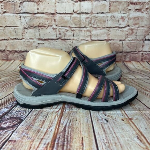 Northside Women's Colette Open Toe Sport Sandal In Gray & Pink Sz 9 - Picture 2 of 9